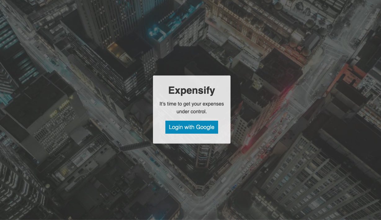 landing page of expensify app with google authenticate.