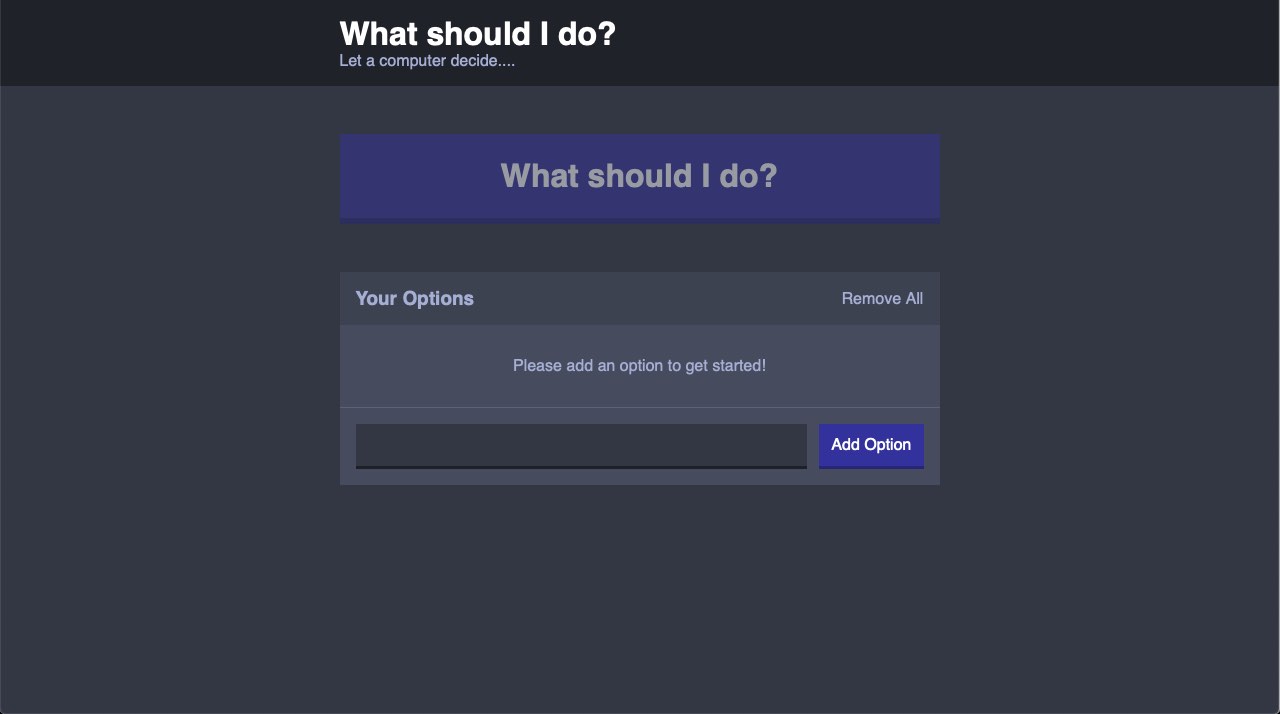 landing page of decision app